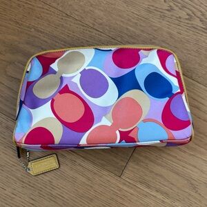 Coach Signature Multicolor Scarf Print C's Cosmetic Bag - GUC